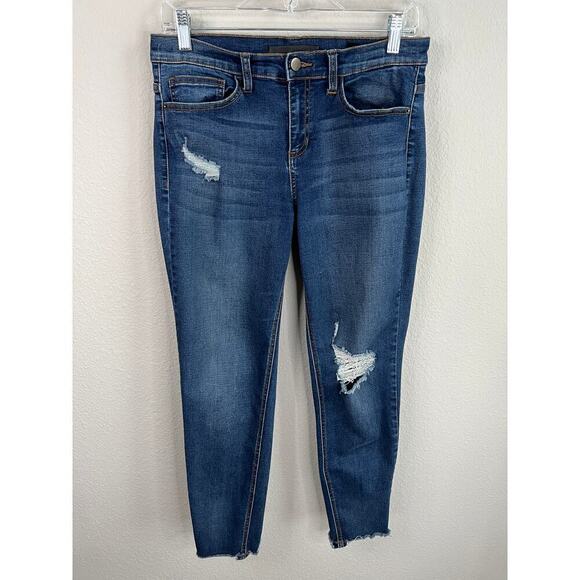 Sneak Peek Black Label Jeans Women's 30 Skinny Leg Mid Rise Distressed Stretch - Picture 1 of 7